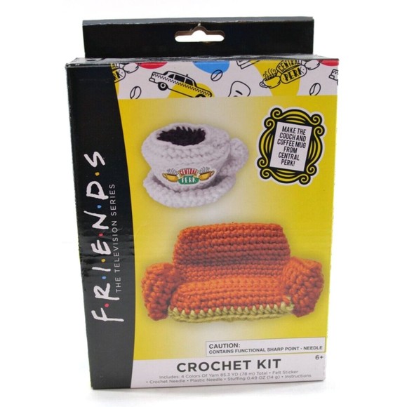 Friends‎ Crochet Kit to Make Big Orange Couch and Coffee Mug/New - Picture 1 of 2